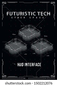 Futuristic poster with HUD elements. Template for web and print. Brochure and flyer Layout.