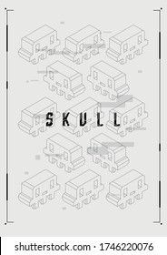 Futuristic poster with HUD elements. Template for web and print. Brochure and flyer Layout. Skull composition.