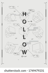 Futuristic poster with HUD elements. Template for web and print. Brochure and flyer Layout. Skull composition.
