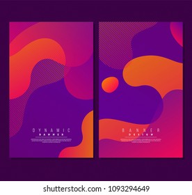 Futuristic poster set with fluid neon colors and abstract design. place for text. ideal for banner, print, web, page, social, media, cover, ad.