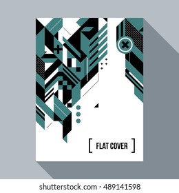 Futuristic poster/cover design with abstract geometric element. Style of futurism and modern graffiti.