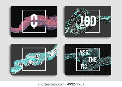 Futuristic posters design set. Abstract background with splash. Templates for business card, poster, flyer, cover, voucher, background. Vector, Eps10.