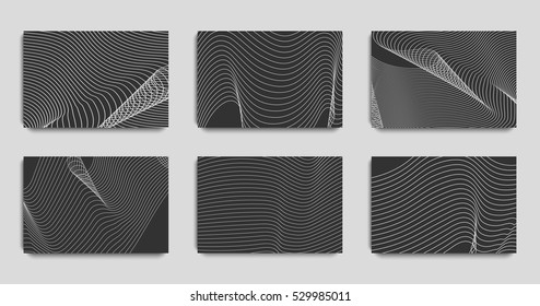 Futuristic posters design set. Abstract stripes background. Templates for business card, poster, flyer, cover, voucher, background. 