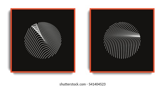 Futuristic posters design set. Abstract backgrounds with stripes. Templates for business card, poster, flyer, cover, voucher, background. 