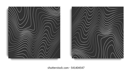 Futuristic posters design set. Abstract backgrounds with stripes. Templates for business card, poster, flyer, cover, voucher, background. 
