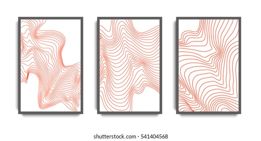Futuristic posters design set. Abstract backgrounds with stripes. Templates for business card, poster, flyer, cover, voucher, background. 