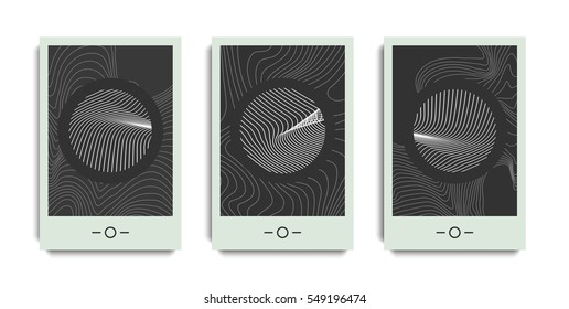 Futuristic posters design set. liquid lines backgrounds. Dynamic line shapes in motion. Templates for business card, poster, flyer, cover, voucher, background. 