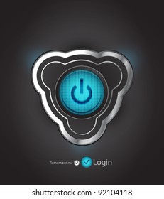 Futuristic power button on login page
