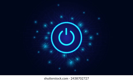 Futuristic power button security cyber connection technology. Cyber security concept abstract background futuristic Hi tech style. Information privacy idea. Vector and Illustration.