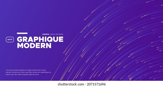 Futuristic presentation template. Data analysis concept. Dynamic lines on violet background.