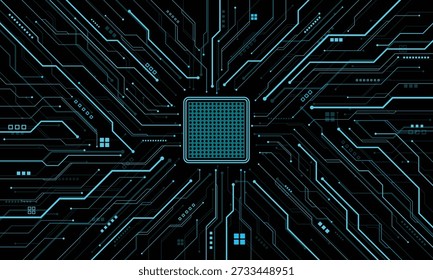 Futuristic printed circuit board microchip network background