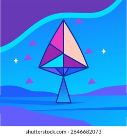 "Futuristic Prism Tree on Holographic Landscape