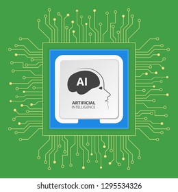 Futuristic Processor Artificial intelligence concept. Cyber mind aesthetic design. Machine learning Vector Illustration