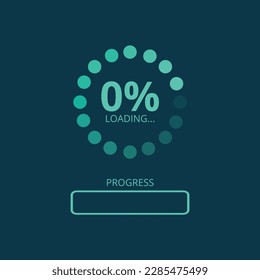 Futuristic progress loading bar. 0% loading bar flat design.