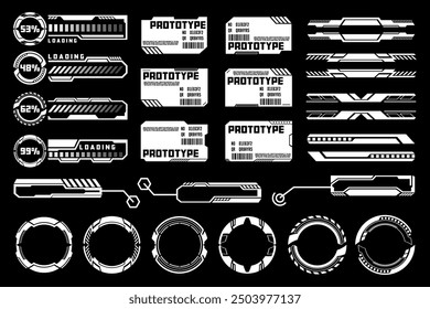 Futuristic Prototype and Loading Bar Interface Design Elements Hud Ui Templates Simple Layout Set