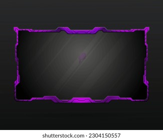 Futuristic purple border live stream webcam overlay screen border frame for video broadcast