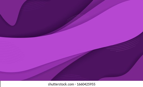 Futuristic purple gradient 3d wave shapes with line colored background vector graphic illustration. Abstract colorful liquid neon geometric backdrop creative design