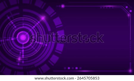 Futuristic Purple HUD Interface Circular Scanning Elements Digital Frame Design Sci-Fi Technology Background Virtual Displays AI Systems