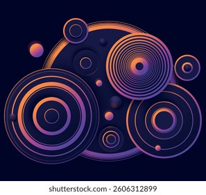 Futuristic Purple and Orange Circular Abstract Design
This abstract digital artwork showcases neon purple and orange circles in a futuristic and sci-fi-inspired style.