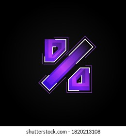 Carácter futurista púrpura/azul de un fontset con trazos y efectos de fusión, ilustración vectorial