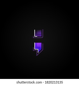 Carácter futurista púrpura/azul de un fontset con trazos y efectos de fusión, ilustración vectorial