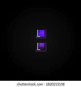Futuristic purple/blue character from a fontset with dashed strokes and blending effects, vector illustration