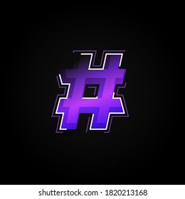 Futuristic purple/blue character from a fontset with dashed strokes and blending effects, vector illustration