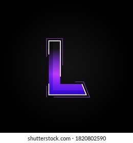 Futuristic purple/blue character from a fontset with dashed strokes and blending effects, vector illustration