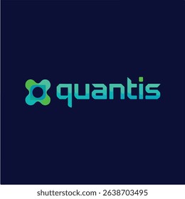 Futuristic Quantis Logo Design with Teal and Cyan Gradient Logo