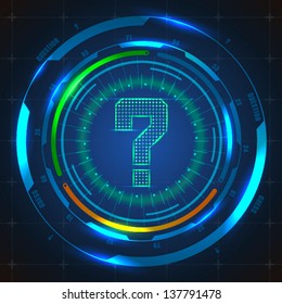 futuristic question mark with abstract background