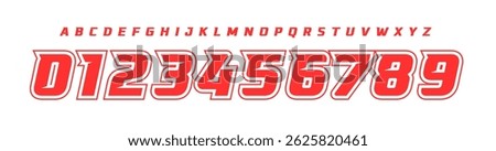Futuristic Racing Number Font, Strong Bold Slanted Alphabet for motorsports, soccer, sports car branding, race events, esports jersey numbers, or fast-paced digital interfaces. Vector Illustration.