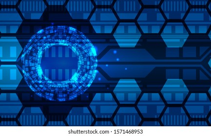Futuristic Radial Circle Hexagon Digital Circuit Virtual Abstract Background Technology vector illustration