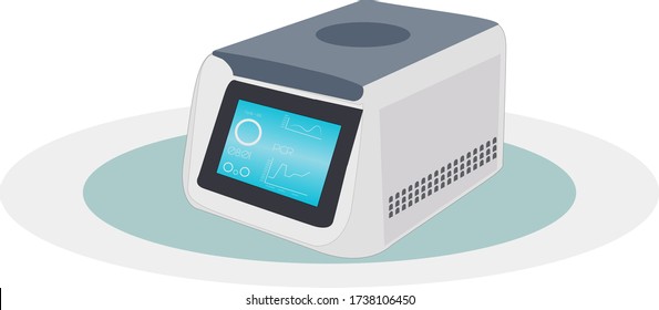 Futuristic  real time PCR. Role-amplification of DNA, screening of COVID patients. detailed structure of PCR. DNA analysis. vector 