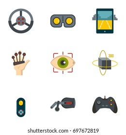Futuristic reality icons set. Flat set of 9 futuristic reality vector icons for web isolated on white background