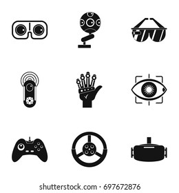 Futuristic reality icons set. Simple set of 9 futuristic reality vector icons for web isolated on white background