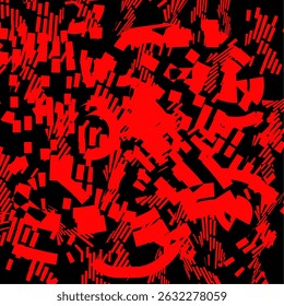 Futuristic Red Abstract Geometric Chaos on Black Background
