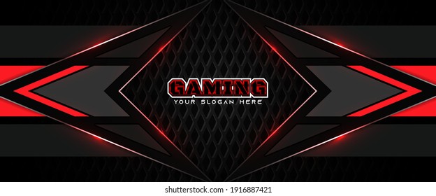 Futuristic Red Black Abstract Gaming Banner Stock Vector Royalty Free