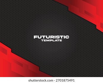 Diseño de fondo geométrico rojo y negro futurista