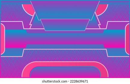 Plantilla de diseño de banner de juego abstracto futurista rojo y azul con concepto de tecnología de metal.