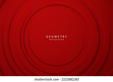 Futuristic red circle background in neomorphism style. Geometric round empty pattern. Abstract circular modern wallpaper design.