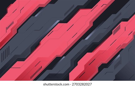 Fondo geométrico futurista rojo y gris oscuro de la tecnología