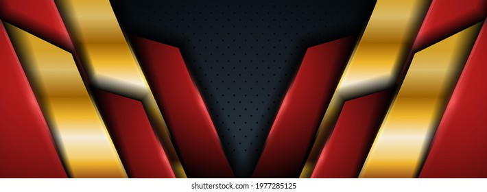 Futuristic Red And Golden Lines Combination Background Design.
