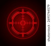 Futuristic red rifle scope. Scope for take aim. Crosshair or sight icons. Aiming to bullseye signs. Sniper aim. Vector illustration.