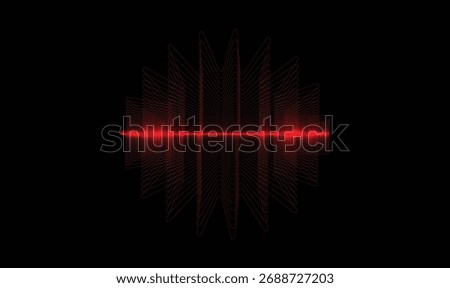 Futuristic Red Sound Wave Visualization on Black Background — Abstract Digital Audio Spectrum, Neon Light Equalizer, Technology and Music Concept Design