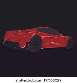 Futuristic red sports electric car, zero emissions, eco friendly.