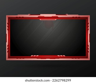 Futuristic red stream overlay gui webcam screen panel frame for video broadcast 