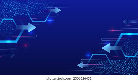 Futuristas rayas rojas-azules con flechas. Moderno fondo de alta tecnología para presentaciones y sitios web. Elemento de diseño brillante en movimiento. Fondo abstracto con líneas dinámicas brillantes. 