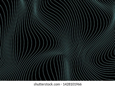 Futuristic refracted dotted lines waves abstract background. Vector design
