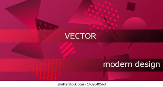 Futuristic retro 3D geometric design.  Minimal universal banner templates in memphis style. Dynamic composition. Vector illustration.