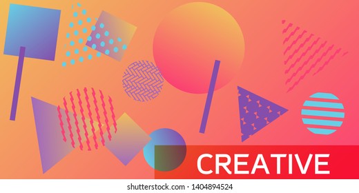 Futuristic retro 3D geometric design.  Minimal universal banner templates in memphis style. Abstract minimalistic background design with dynamic shapes. Vector illustration.